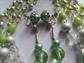 1950's Art Glass Green Citrus Multi Strand Necklace Japan Beads Summer '50's Jewelry