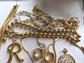 Vintage Gold Tone Jewelry Lot Chains Necklaces Pendants Pins Costume Jewelry