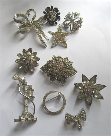 Vintage Rhinestone Pin Jewelry Lot Some for Harvest Destash or Repair