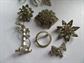 Vintage Rhinestone Pin Jewelry Lot Some for Harvest Destash or Repair