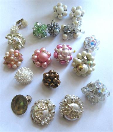 Vintage Single Cluster Earrings Lot Crafts Destash Jewelry Making Repurpose