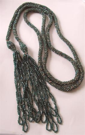 1920's Glass Beaded Lariat Tassel Necklace Flapper Gatsby