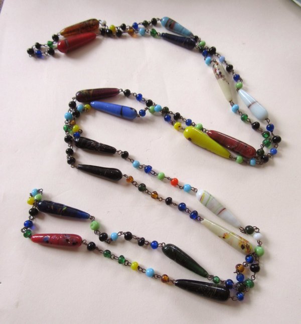 1920's Venetian Glass Necklace Vintage Jewelry