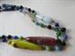 1920's Venetian Glass Necklace Metal Link Vintage Jewelry