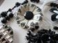 Vintage Jewelry Lot Black and White Pins One Signed Germany Bracelet Necklaces Earrings Pendant