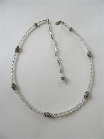 Crystal Rhinestone Rondellle Necklace Sterling Clasp