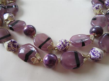 Vintage 1950's Purple Multi Strand Necklace Beads '50's Accessories