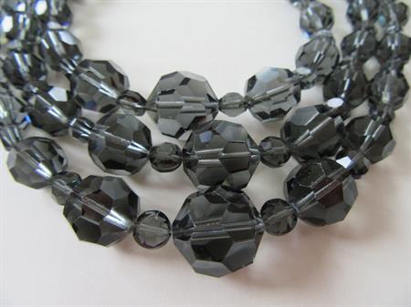 Vintage Smokey Crystal Multi Strand Necklace Beads Gorgeous