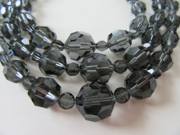 Vintage Smokey Crystal Necklace Beads Gorgeous
