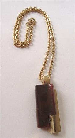 Crown Trifari Lucite and Gold Tone Chain Necklace Signed Jewelry 
