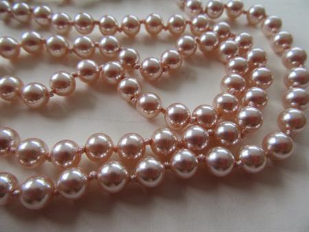 Glass Pink Pearls 1990's  Hand Knotted 24