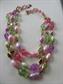 1950's Pastel Multi Strand Necklace Signed Emmons Vintage Costume Jewelry
