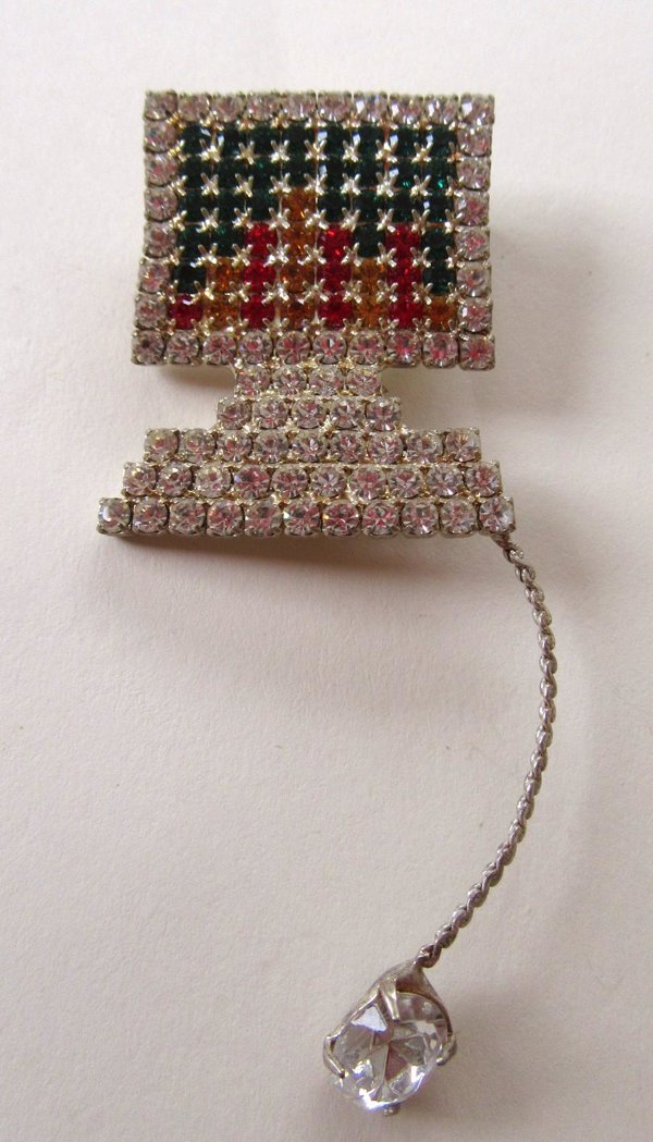 Rhinestone Computer Pin Dangling Mouse Tech Figural