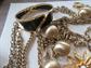 Vintage Gold Tone Jewelry Lot Chains Pin Bracelet Knight Pendant