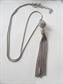 Silver Tone Mesh Rhinestone Tassel Necklace Never Worn