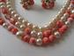 1950's Multi Strand Choker Necklace Earrings Clip Set Hong Kong