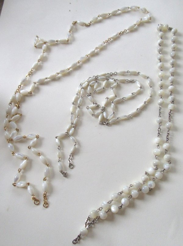 Vintage Mother of Pearl Chains Lot Jewelry Making Supplies