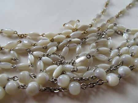 Vintage THREE Mother of Pearl Chains For Jewelry Making Never Used Supplies Destash 