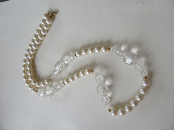 Vintage Faux Pearl and Lucite Necklace Never Worn