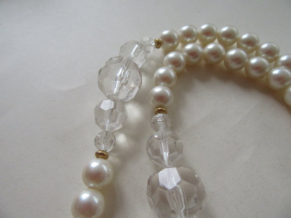 Vintage Faux Pearl and Lucite Necklace Never Worn