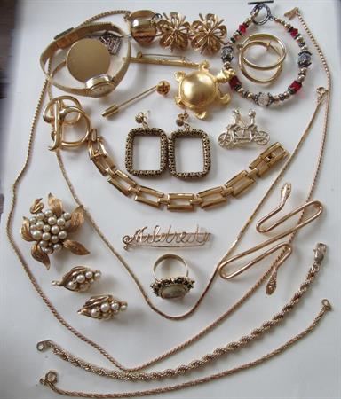 Vintage Jewelry Lot Earrings Earrings Bracelets Chains Letter B Pin Tandem Bike Ring Mildred