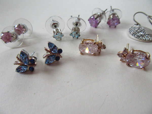 Crystal Pierced Earrings Lot 