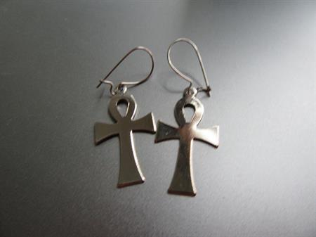 Vintage Ankh Pierced Earrings Never Worn Peace Hippie Mod