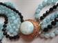 Vintage Selini Signed Multi Strand Necklace Blue and Black Beads