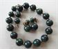 Vintage Blue Moon Bakelite Choker Necklace And Clip Earrings Set Needs Restring GORGEOUS Swirls!