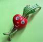 Anthropomorphic Radish Google Eyes Pin Googley Google Veggie Brooch Vintage Costume Jewelry