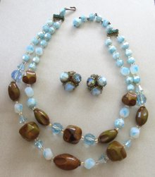 Bakelite And Glass Necklace Set Vintage Jewelry AS IS