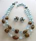 1950s Chunky Bakelite Glass and Crystal  Multi Strand Choker Necklace Earrings Set Mid Century Vintage Jewelry AS IS