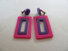 1960's Mod Earrings Pink Purple Vintage Jewelry 