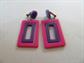 1960's Mod Rectangle Clip On Earrings Pink Purple Vintage Costume Jewelry Go Go '60's Accessories