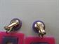 1960's Mod Rectangle Clip On Earrings Pink Purple Vintage Costume Jewelry Go Go '60's Accessories