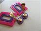 1960's Mod Rectangle Clip On Earrings Pink Purple Vintage Costume Jewelry Go Go '60's Accessories