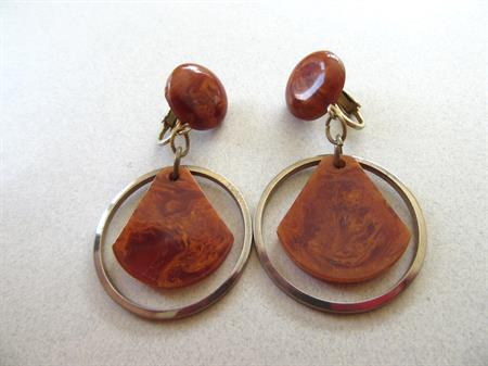 Bakelite Clip Earrings Unusual Color Vintage costume Jewelry