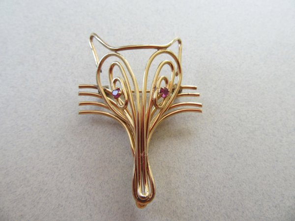 Vintage Winard Fox Pin 12k Gold Filled Ruby Eyes Fine Jewelry