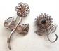 Two Vintage Spun Silver Flower Pins Fine Jewelry