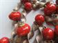 Vintage Bakelite Chain Necklace Paprika Yellow Swirl 27 Beads 52