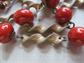 Vintage Bakelite Chain Necklace Paprika Yellow Swirl 27 Beads 52