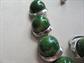 Vintage 1950's Bakelite Choker Necklace Earrings Set Mid Century Green With Yellow Swirls