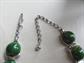 Vintage 1950's Bakelite Choker Necklace Earrings Set Mid Century Green With Yellow Swirls