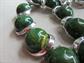 Vintage 1950's Bakelite Choker Necklace Earrings Set Mid Century Green With Yellow Swirls