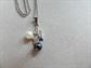 Vintage Sterling Silver TRU-KAY Black and White Pearls Pendant With Chain