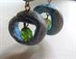 Funky 1960's Mod Blue Donut  Moonglow Clip Earrings Japan Vintage Jewelry