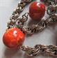 Vintage Chunky Bakelite Beads On Chain Necklace Paprika With Goregous Swirls