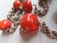 Vintage Chunky Bakelite Beads On Chain Necklace Paprika With Goregous Swirls