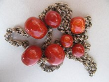 Vintage Bakelite Chain Necklace Paprika Flame Beads Gorgous!