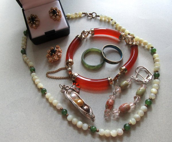 Vintage Jewelry Lot Sterling Carnelian 